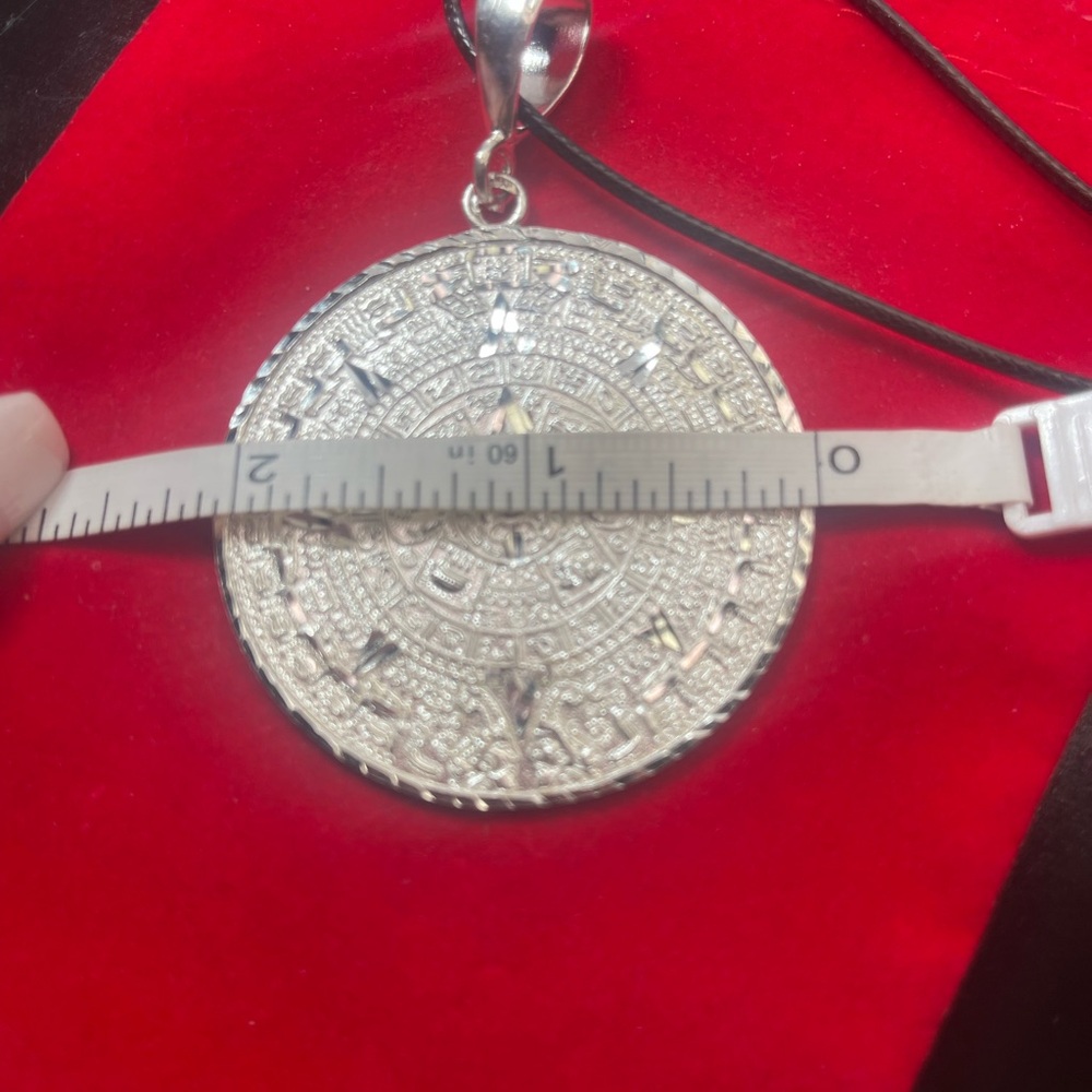 Solid 925 Silver Large Aztec Mayan Mexican Calend… - image 2